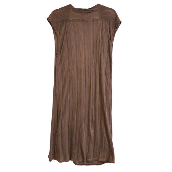 Garnet Hill S Brown Sleeveless Deep Cowl Neck Dress Sheer Gauzy Swim Coverup - Picture 2 of 12